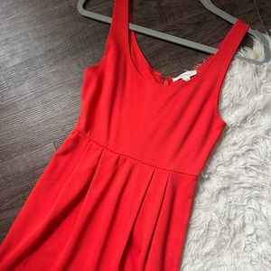 Forever 21 orange coral red sleeveless dress with zipper pleated medium